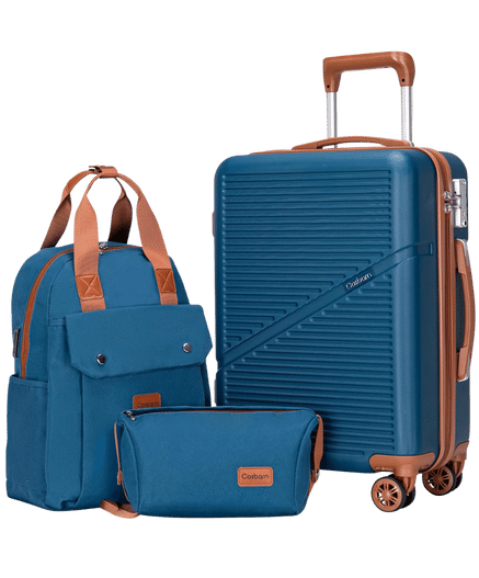 Cosbarn 3-Piece Carry On Luggage Set 22x14x9 with Backpack